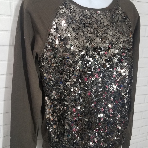 Forever 21 Olive Green Sequin Sweater - Picture 3 of 6